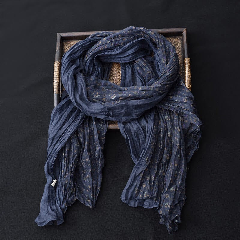 Spring Floral Contrast Color Cotton And Linen Thin Scarf - #15 Blue Flowers - image 14