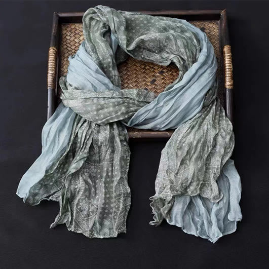 Spring Floral Contrast Color Cotton And Linen Thin Scarf - image 5