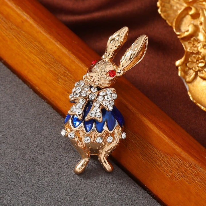 Cute Glaze Rhinestone Rabbit Brooch Shirt Accessories