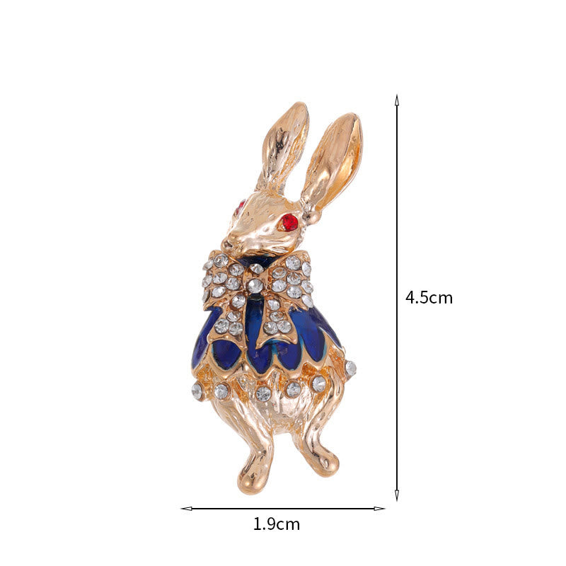 Cute Glaze Rhinestone Rabbit Brooch Shirt Accessories