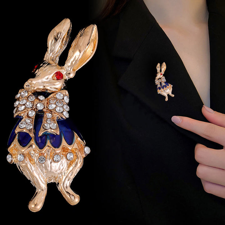 Cute Glaze Rhinestone Rabbit Brooch Shirt Accessories