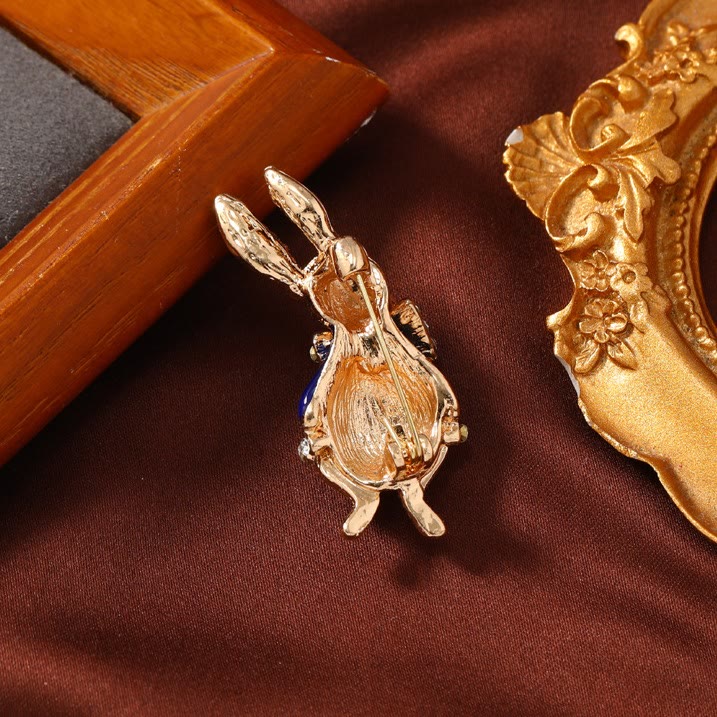 Cute Glaze Rhinestone Rabbit Brooch Shirt Accessories