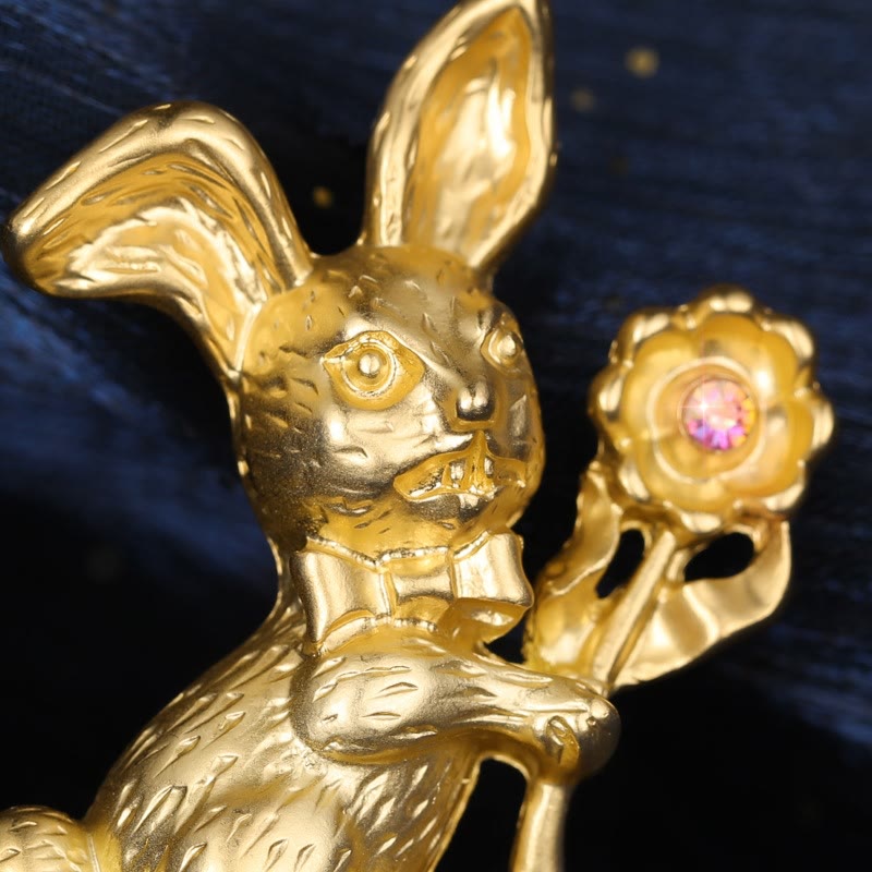 Vintage Rabbit With Sunflowers Brooch Shirt Accessories