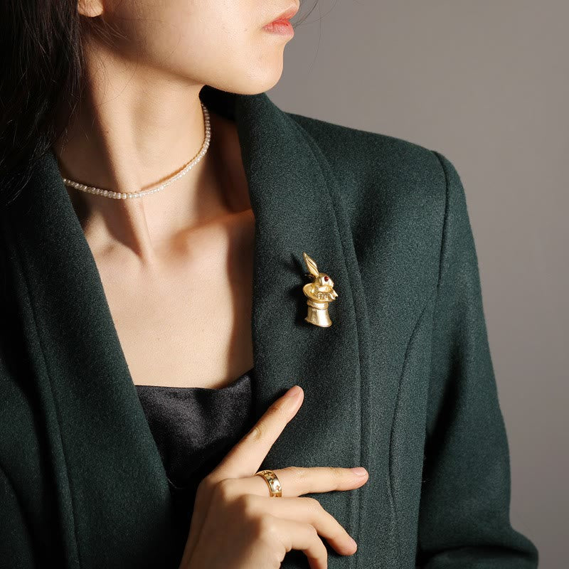 Vintage Baby Rabbit Brooch Gold Shirt Accessories