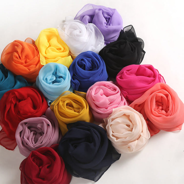 Summer Solid Color Sunscreen Thin Chiffon Scarf