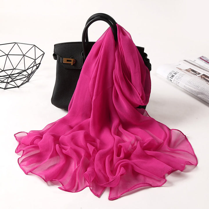 Summer Solid Color Sunscreen Thin Chiffon Scarf