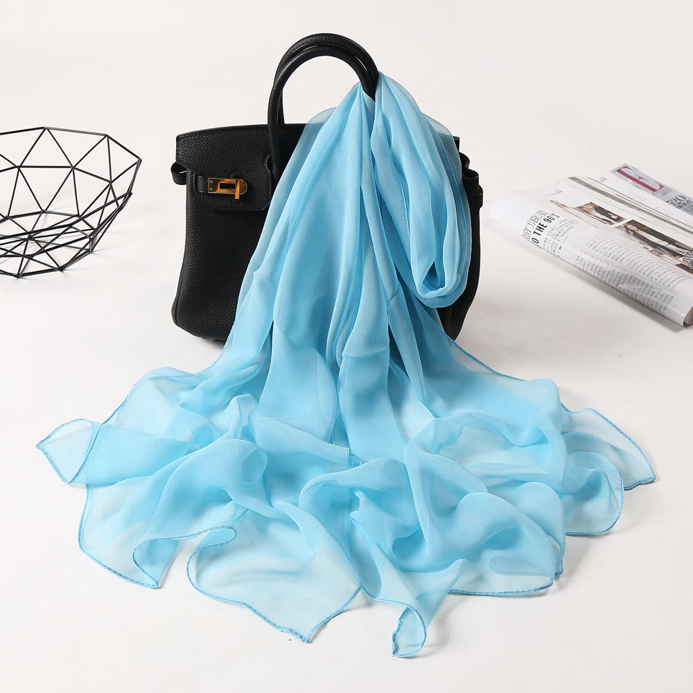 Summer Solid Color Sunscreen Thin Chiffon Scarf