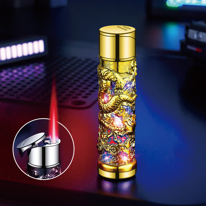 Dragon Creative LED Flash Cylindrical Refillable Butane Lighter