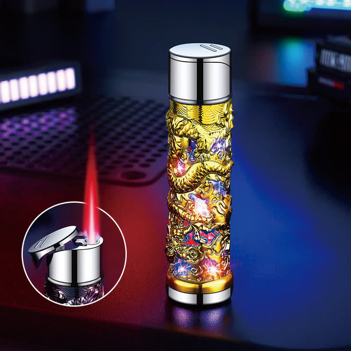 Dragon Creative LED Flash Cylindrical Refillable Butane Lighter