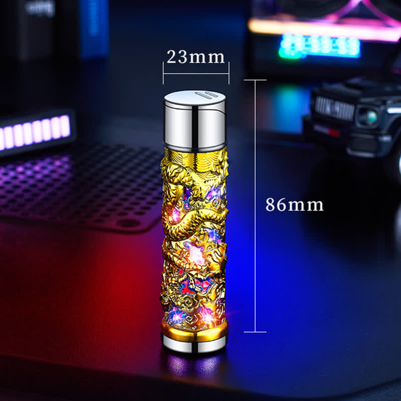 Dragon Creative LED Flash Cylindrical Refillable Butane Lighter