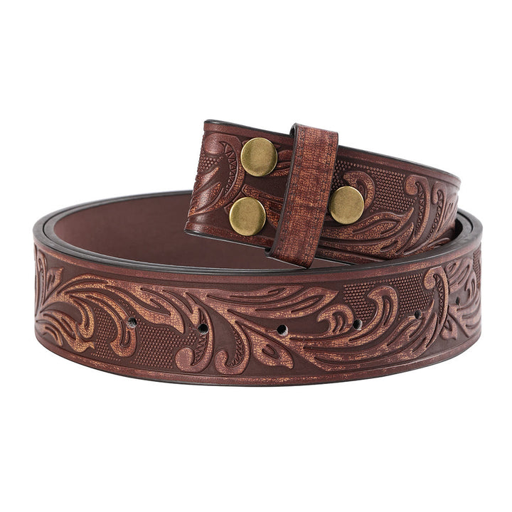 Men's Brown Floral Pattern DIY Leather Belt