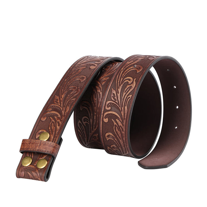 Men's Brown Floral Pattern DIY Leather Belt