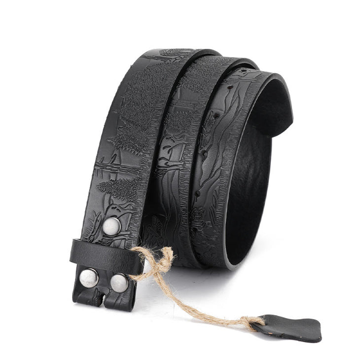 Men's Black Elk Pattern DIY Leather Belt