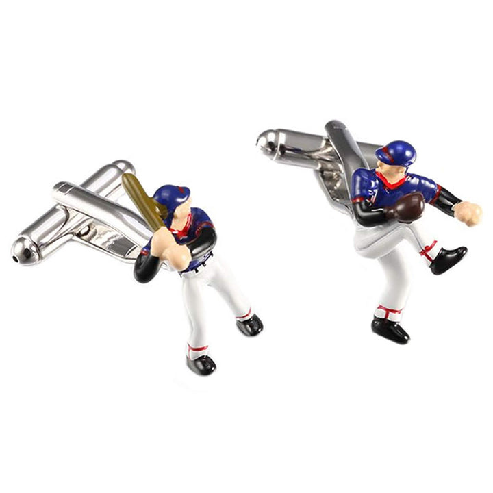 Men's 1 Pair Baseball Time Button Covers Set Cufflinks - image 1