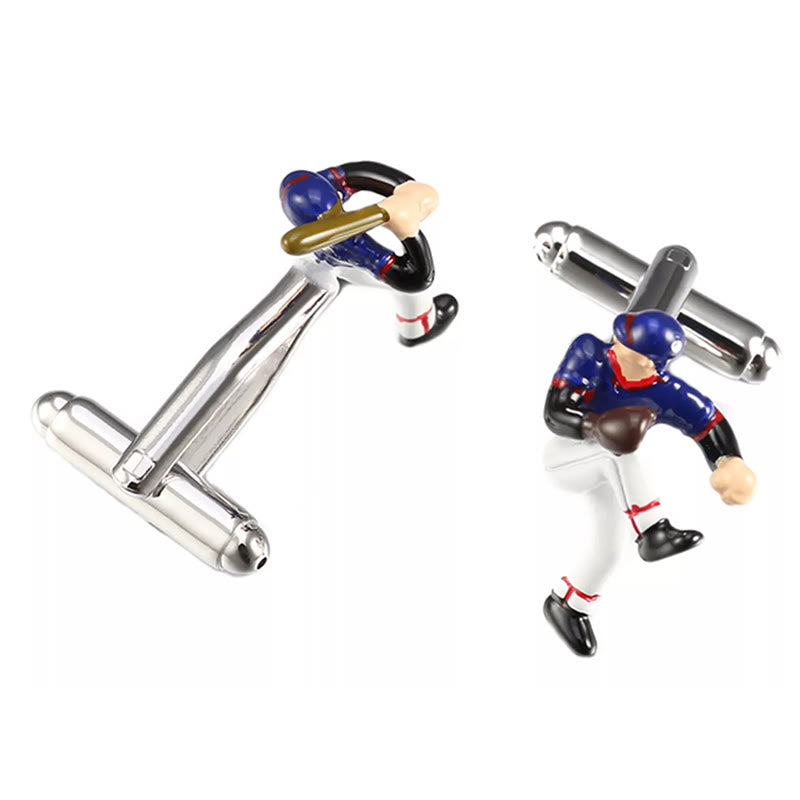 Men's 1 Pair Baseball Time Button Covers Set Cufflinks - image 3