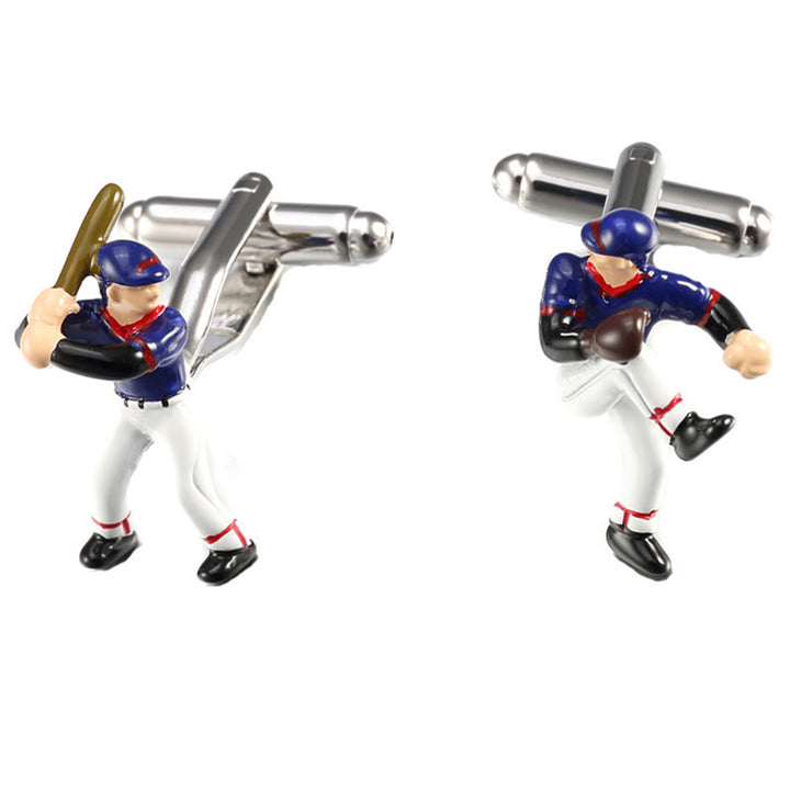 Men's 1 Pair Baseball Time Button Covers Set Cufflinks