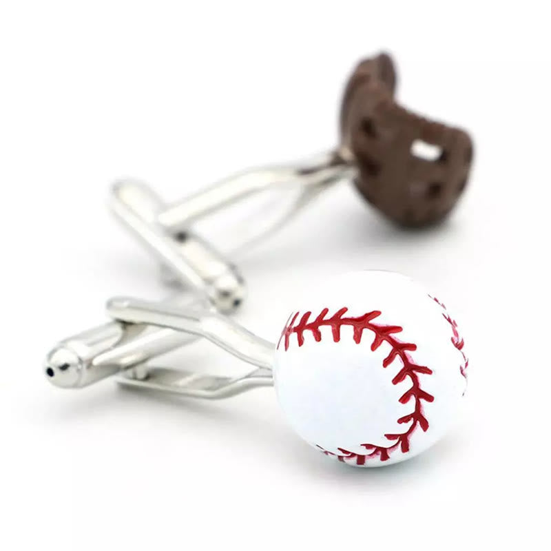 Men's 1 Pair Baseball Player Gloves Button Covers Set Cufflinks