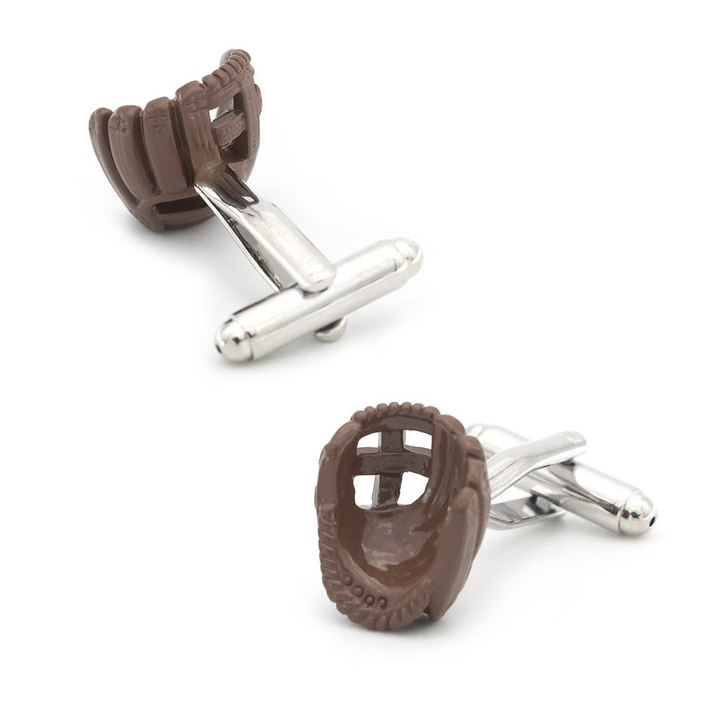 Men's 1 Pair Baseball Player Gloves Button Covers Set Cufflinks - 1 Pair Of Gloves - image 8