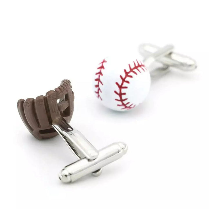 Men's 1 Pair Baseball Player Gloves Button Covers Set Cufflinks - image 4