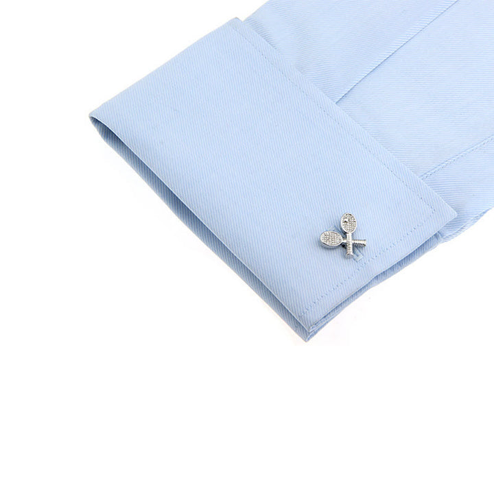 Men's 1 Pair Tennis Time Button Covers Set Cufflinks - image 1
