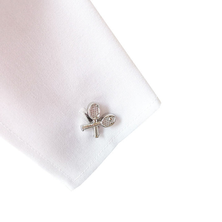 Men's 1 Pair Tennis Time Button Covers Set Cufflinks - image 2