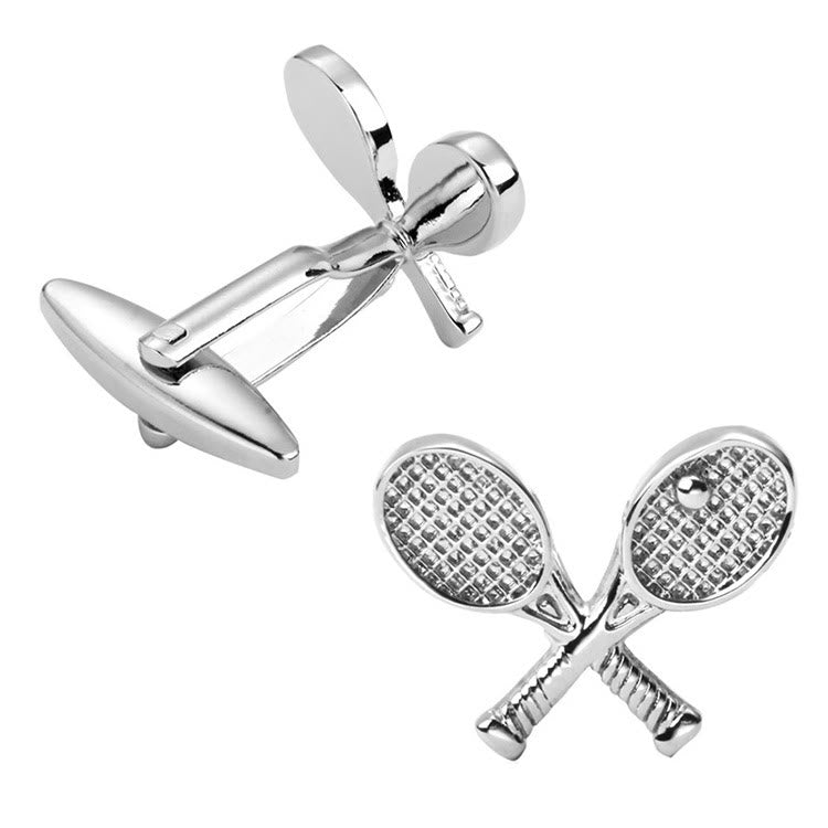 Men's 1 Pair Tennis Time Button Covers Set Cufflinks