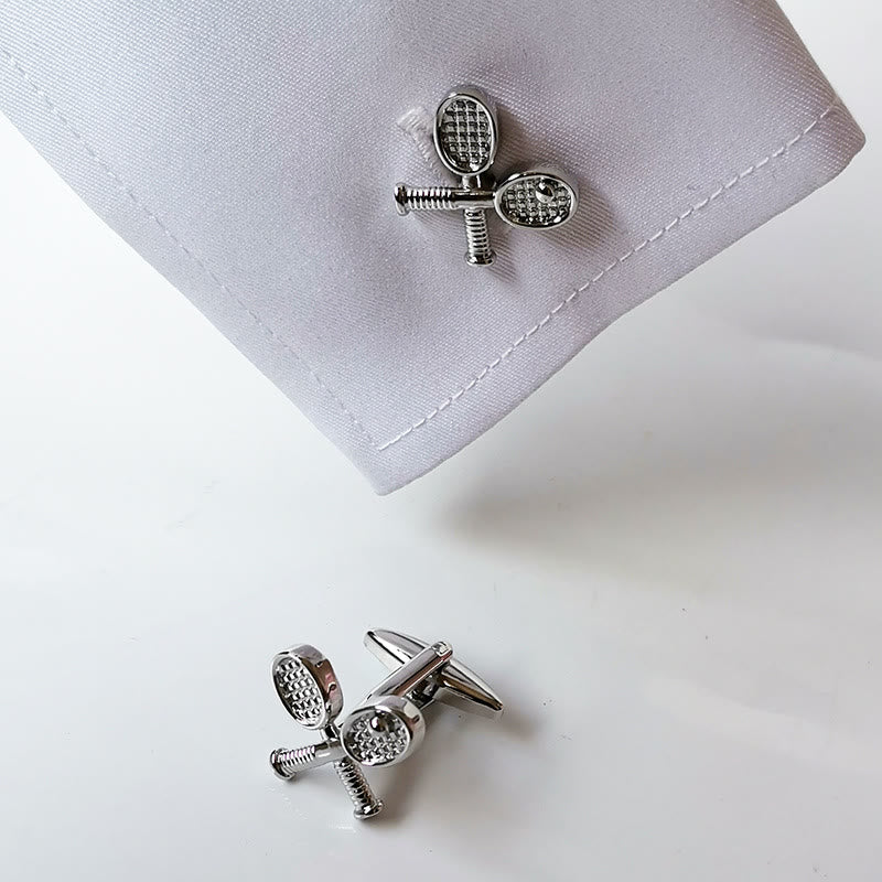 Men's 1 Pair Tennis Time Button Covers Set Cufflinks - image 3