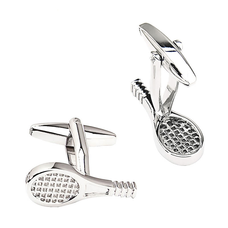 Men's 1 Pair Tennis Racket Button Covers Set Cufflinks - image 9