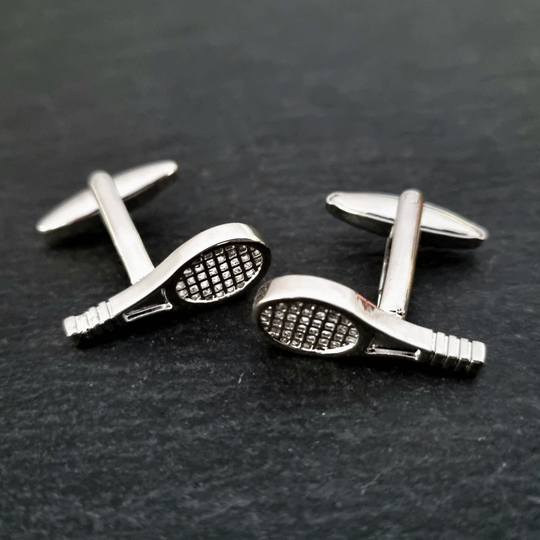 Men's 1 Pair Tennis Racket Button Covers Set Cufflinks - image 5