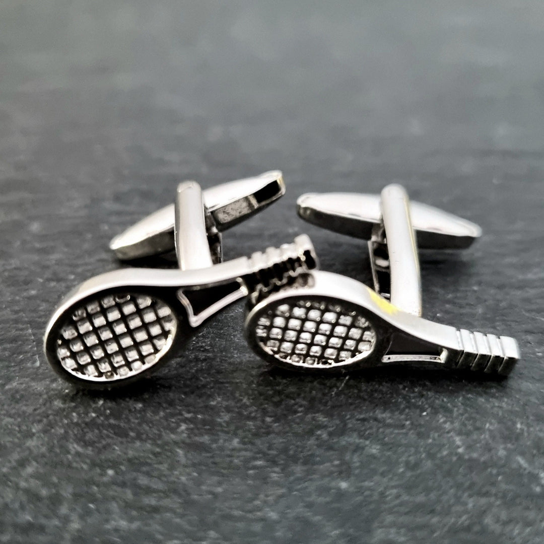 Men's 1 Pair Tennis Racket Button Covers Set Cufflinks