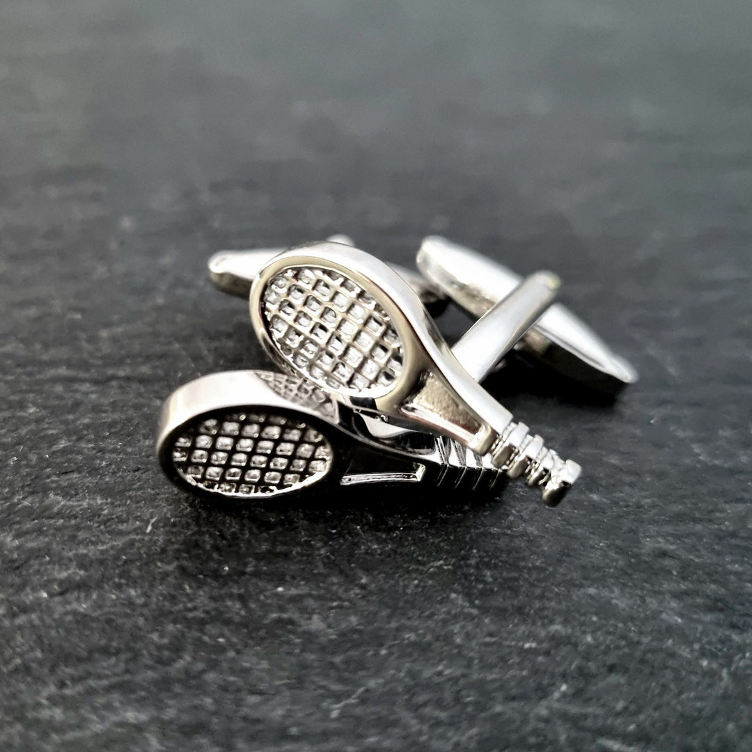 Men's 1 Pair Tennis Racket Button Covers Set Cufflinks - image 2