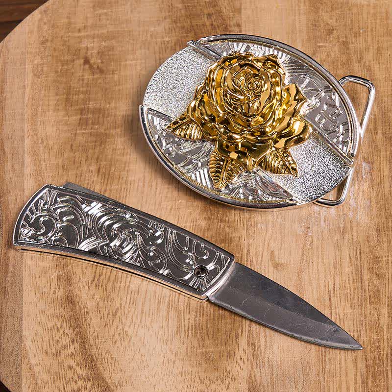 Gold & Silver DIY Hidden Knife Belt Buckle Turquoise Longhorn Pendant Bundle Set - image 22