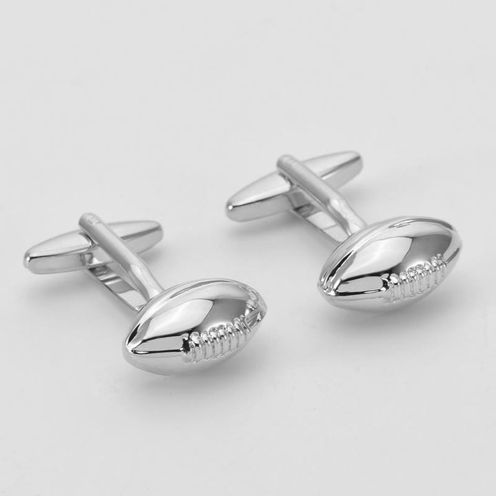 Men's 1 Pair Rugby Time Button Covers Set Cufflinks - Silver - image 0