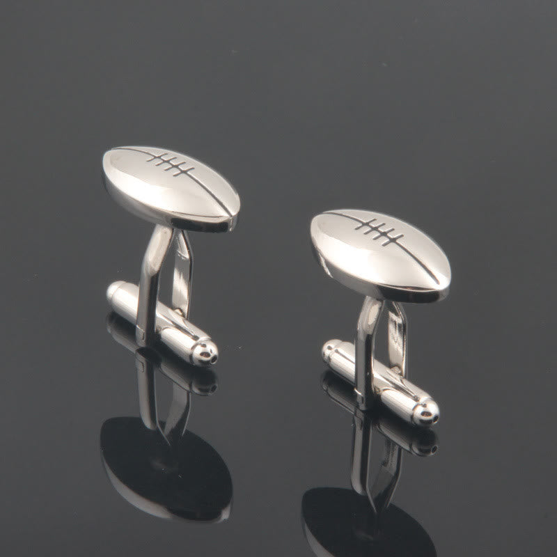 Men's 1 Pair Rugby Time Button Covers Set Cufflinks