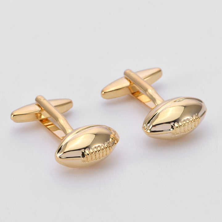 Men's 1 Pair Rugby Time Button Covers Set Cufflinks - Gold - image 7