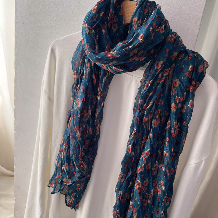 Women's Spring Pleated Floral Pattern Soft Scarf