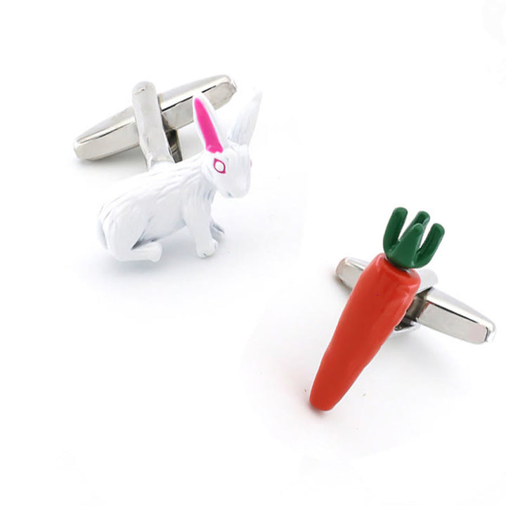 Men's 1 Pair Bunny And Carrot Button Covers Set Cufflinks - Bunny & Carrot - image 0