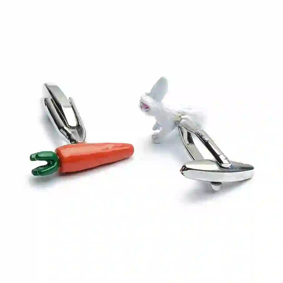 Men's 1 Pair Bunny And Carrot Button Covers Set Cufflinks - image 5
