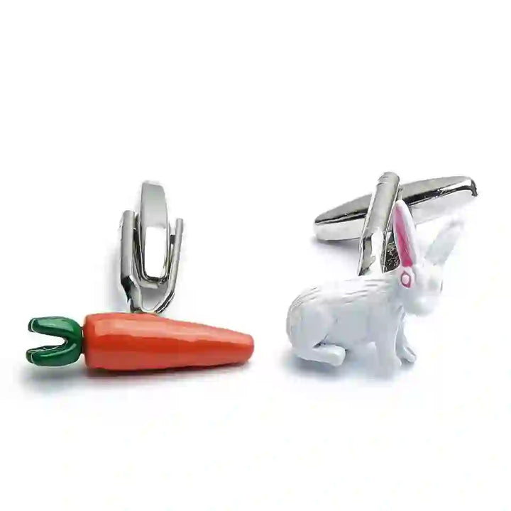 Men's 1 Pair Bunny And Carrot Button Covers Set Cufflinks - image 4