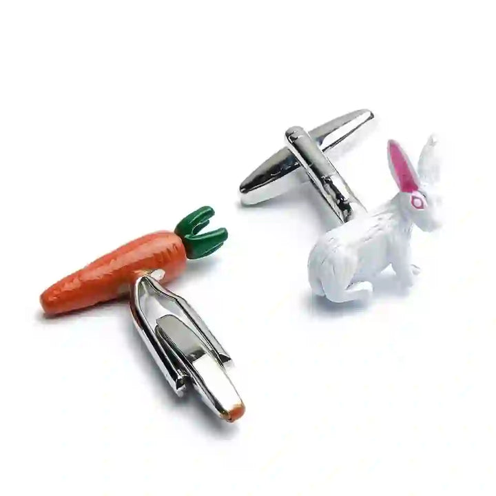 Men's 1 Pair Bunny And Carrot Button Covers Set Cufflinks - image 7