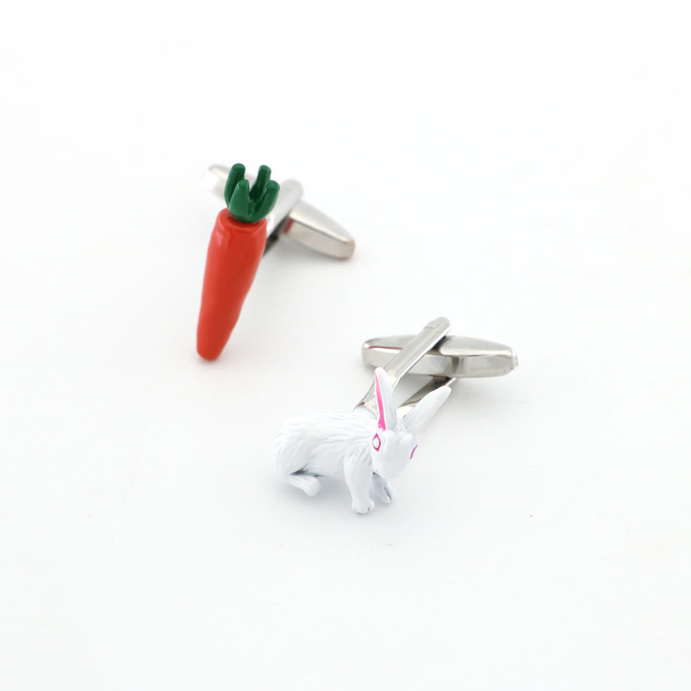 Men's 1 Pair Bunny And Carrot Button Covers Set Cufflinks - image 8
