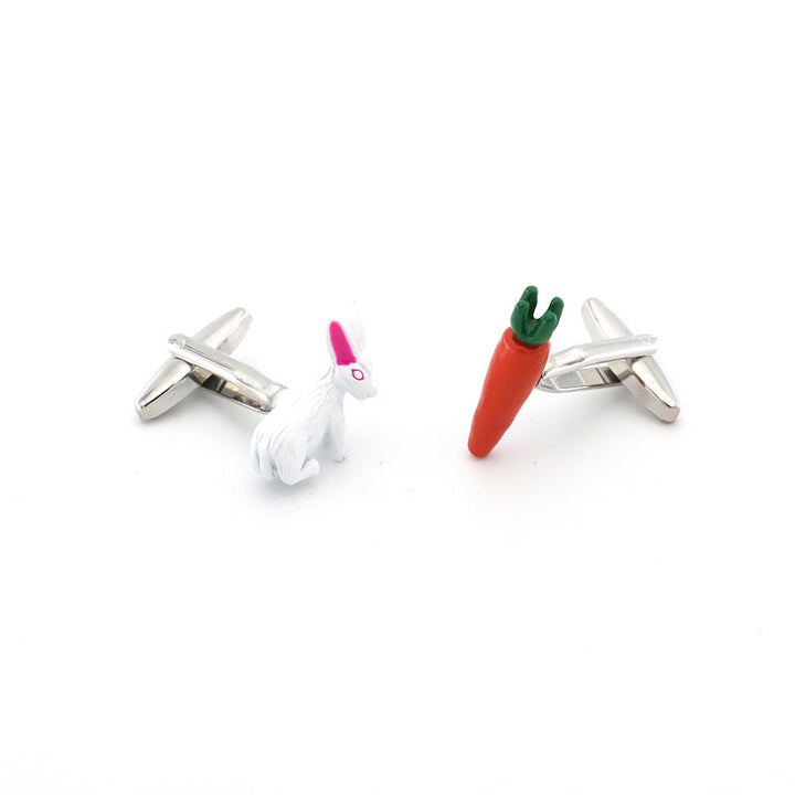 Men's 1 Pair Bunny And Carrot Button Covers Set Cufflinks - image 9