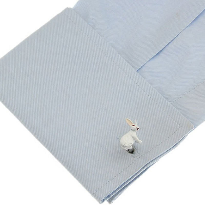 Men's 1 Pair Cute Bunny Button Covers Set Cufflinks - image 4