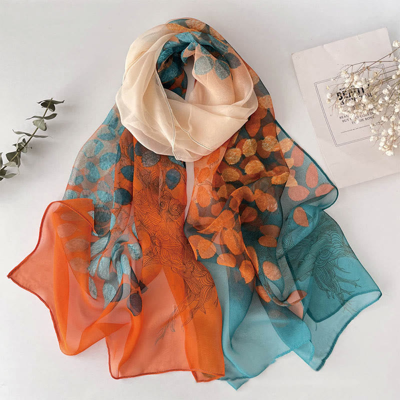 Women's Soft Summer Chiffon Flower Pattern Beach Sunscreen Scarf - #15 LightSeaGreen - image 17