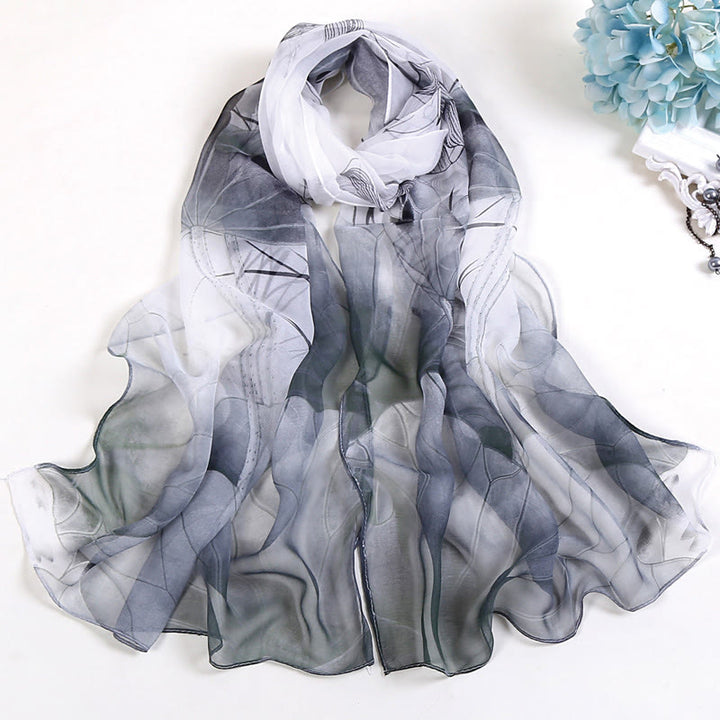 Women's Soft Summer Chiffon Flower Pattern Beach Sunscreen Scarf - #6 LightSlateGray - image 5