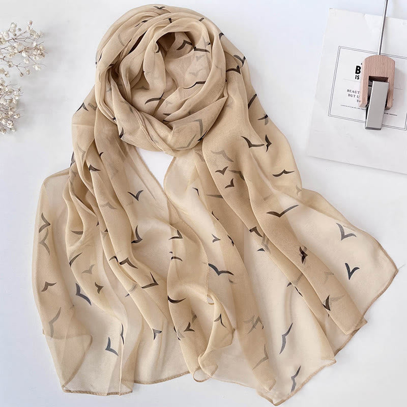 Women's Soft Summer Chiffon Flower Pattern Beach Sunscreen Scarf - #11 Wheat - image 13