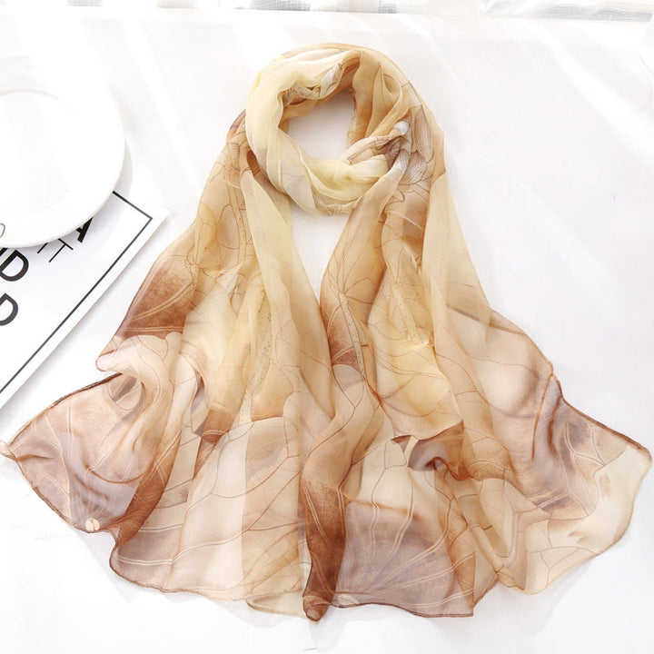 Women's Soft Summer Chiffon Flower Pattern Beach Sunscreen Scarf - #7 BlanchedAlmond - image 6