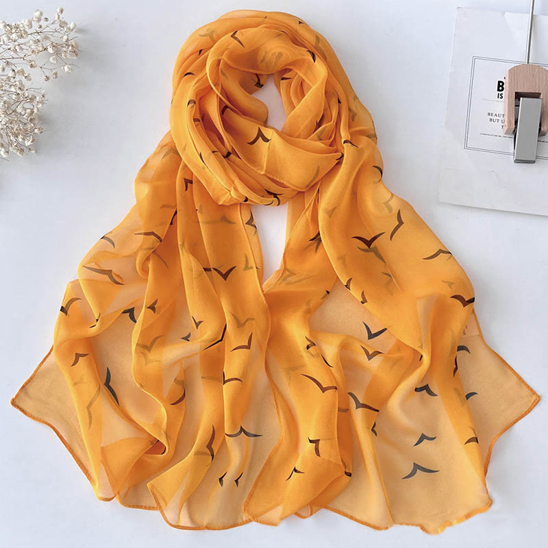 Women's Soft Summer Chiffon Flower Pattern Beach Sunscreen Scarf - #12 DarkOrange - image 14