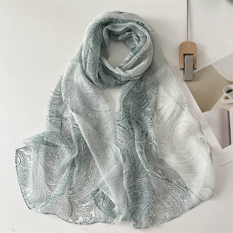 Women's Soft Summer Chiffon Flower Pattern Beach Sunscreen Scarf - #42 Gainsboro - image 44