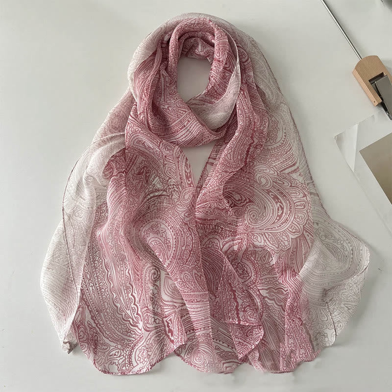 Women's Soft Summer Chiffon Flower Pattern Beach Sunscreen Scarf - #43 Plum - image 45